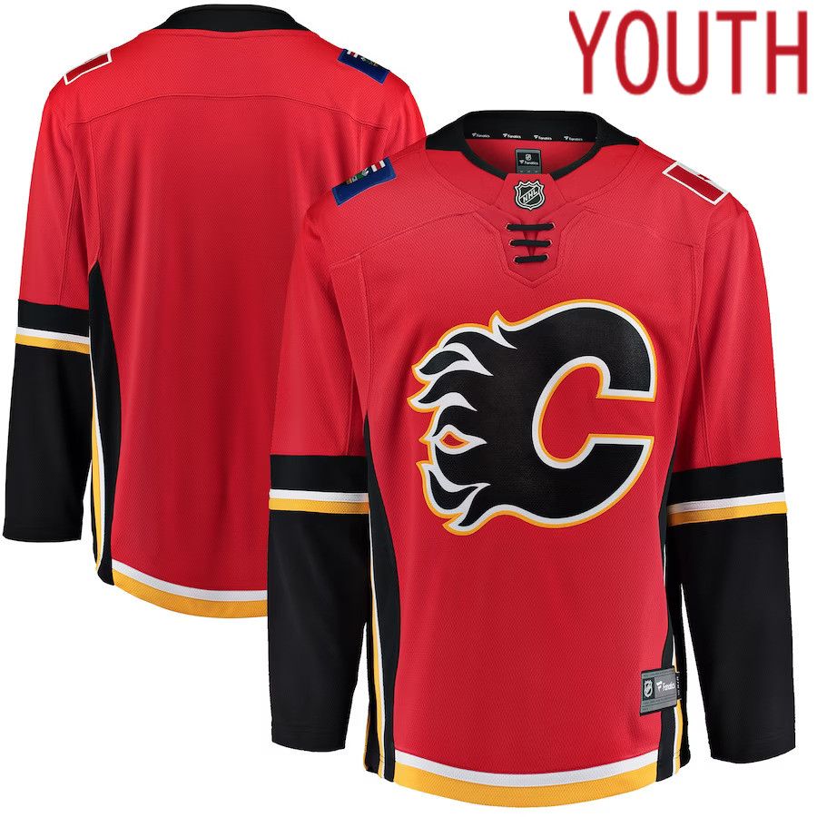 Youth Calgary Flames Fanatics Branded Red Black Premier Breakaway Alternate NHL Jersey